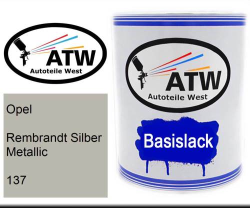 Opel, Rembrandt Silber Metallic, 137: 1L Lackdose, von ATW Autoteile West.